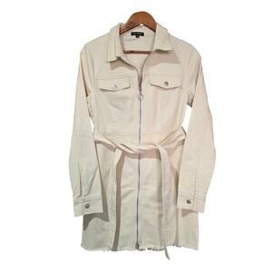 William B Zip-Up Denim Jacket Ivory Size M